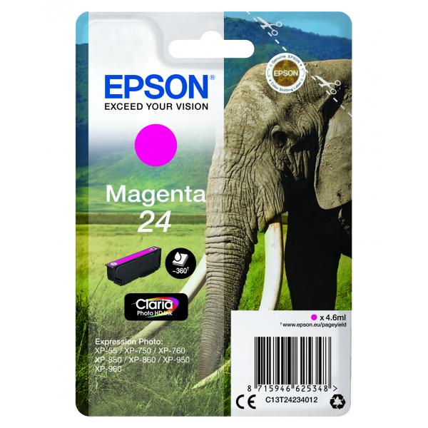 Epson Elephant Cartuccia Magenta (EPSON T2422 24 MAGENTA INK CLARIA PHOTO HD ELEPHANT)EpsonC13T24234012