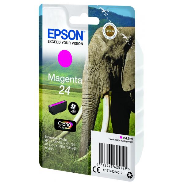Epson Elephant Cartuccia Magenta (EPSON T2422 24 MAGENTA INK CLARIA PHOTO HD ELEPHANT)EpsonC13T24234012