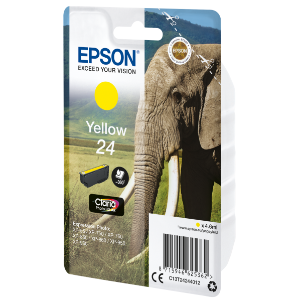 Epson Elephant Cartuccia Giallo (EPSON T2424 24 YELLOW INK CLARIA PHOTO HD ELEPHANT)EpsonC13T24244012