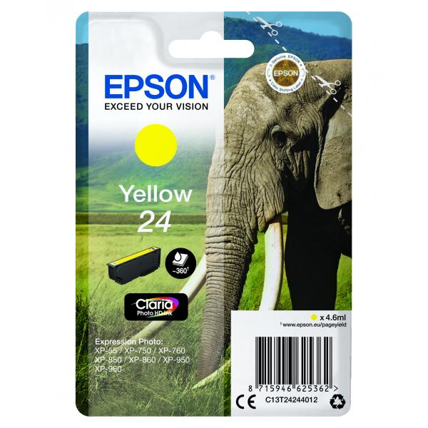 Epson Elephant Cartuccia Giallo (EPSON T2424 24 YELLOW INK CLARIA PHOTO HD ELEPHANT)EpsonC13T24244012