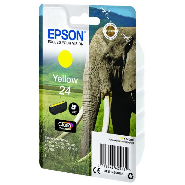 Epson Elephant Cartuccia Giallo (EPSON T2424 24 YELLOW INK CLARIA PHOTO HD ELEPHANT)EpsonC13T24244012