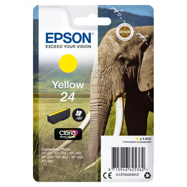 Epson Elephant Cartuccia Giallo (EPSON T2424 24 YELLOW INK CLARIA PHOTO HD ELEPHANT)EpsonC13T24244012
