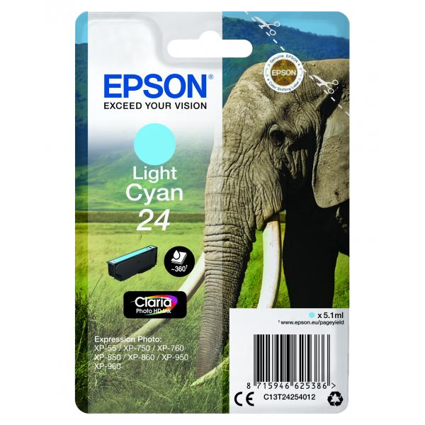 Epson Elephant Cartuccia Ciano-chiaro (Epson 24 - lys cyan - original - bl?kp)EpsonC13T24254012