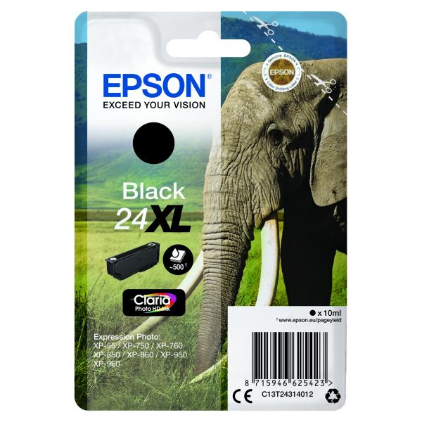Epson Elephant Cartuccia Nero XL (EPSON T2431 24XL BLACK INK CLARIA PHOTO HD ELEPHANT)EpsonC13T24314012