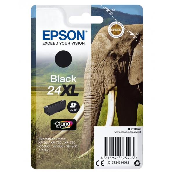 Epson Elephant Cartuccia Nero XL (CLARIA PHOTO HD INK 24XL BLACK - F/ 24SERIES)EpsonC13T24314012