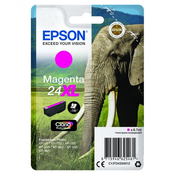 Epson Elephant Inchiostro magenta singolo Claria Photo HD Elefante 24XL (Epson 24XL - XL - magenta - original)EpsonC13T24334022