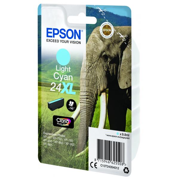 Epson Elephant Cartuccia Ciano chiaro XL (EPSON T2435 24XL LIGHT CYAN INK CLARIA PHOTO HD ELEPHANT)EpsonC13T24354012