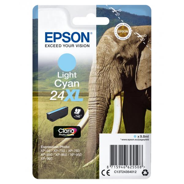Epson Elephant Cartuccia Ciano chiaro XL (CLARIA PHOTO HD INK 24XL - LGT CYAN F/ 24SERIES)EpsonC13T24354012
