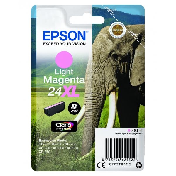 Epson Elephant Inchiostro magenta chiaro singolo Claria Photo HD Elefante 24XL (Epson 24XL - XL - lys magenta - origin)EpsonC13T24364022