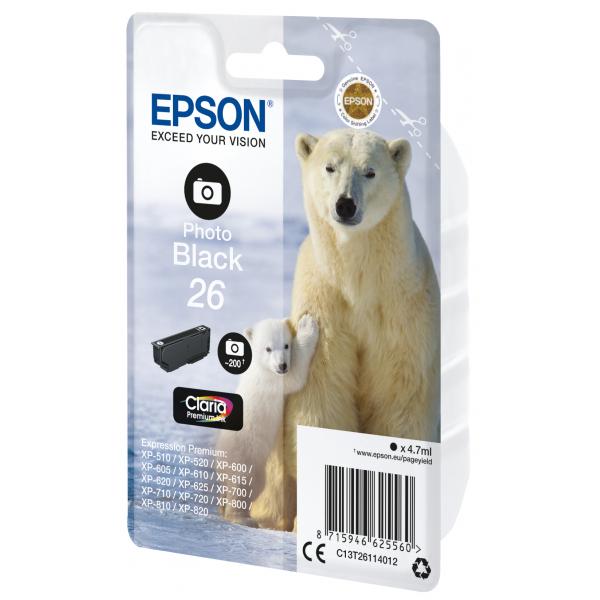 Epson Polar bear Cartuccia Nero foto (EPSON T2611 PHOTO BLACK INK CLARIA PREMIUM POLAR BEAR INK)EpsonC13T26114012