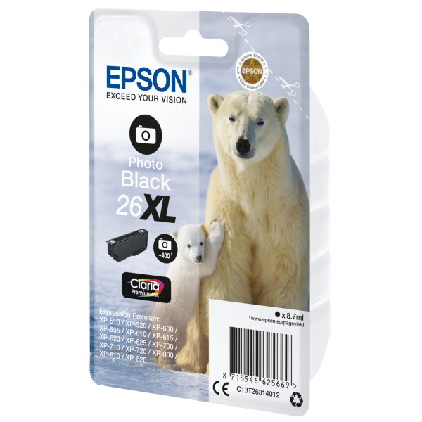 Epson Polar bear Cartuccia Nero-foto XL (EPSON T2631 PHOTO XL BLACK INK CLARIA PREMIUM POLAR BEAR INK)EpsonC13T26314012