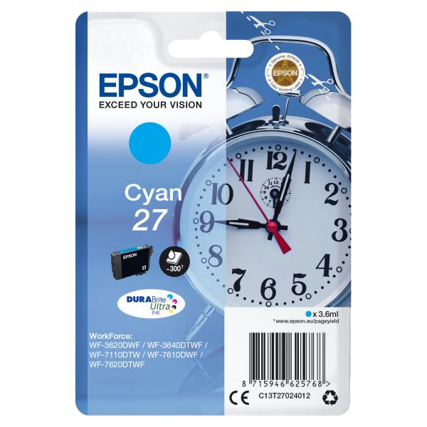 Epson Alarm clock Cartuccia Sveglia Ciano Inchiostri DURABrite Ultra 27 (CYAN 27 DURABRITE ULTRA INK)Epson8715946625775C13T27024022