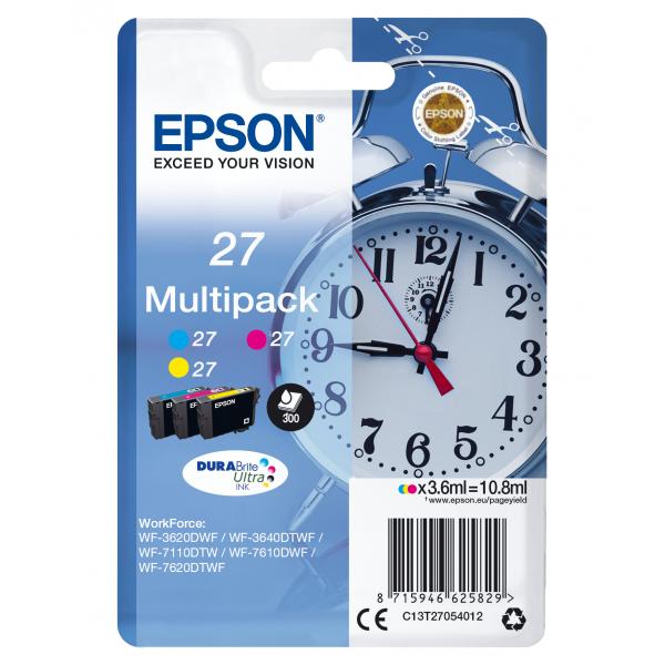 Epson Alarm clock Multipack Sveglia 3 colori Inchiostri DURABrite Ultra 27 (EPSON 27 MULTIPACK INK WF-3620DWF 7110DTW 7610DWF)EpsonC13T27054022