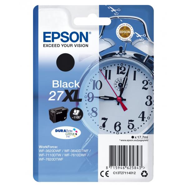 Epson Alarm clock Cartuccia Sveglia Nero Inchiostri DURABrite Ultra 27XL (Epson 27XL - XL - sort - original - bl)EpsonC13T27114022