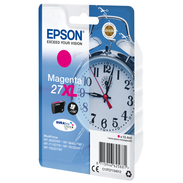 Epson Alarm clock Cartuccia Sveglia Magenta Inchiostri DURABrite Ultra 27XL (EPSON T2713 MAGENTA XL INK C13T27134010)EpsonC13T27134012