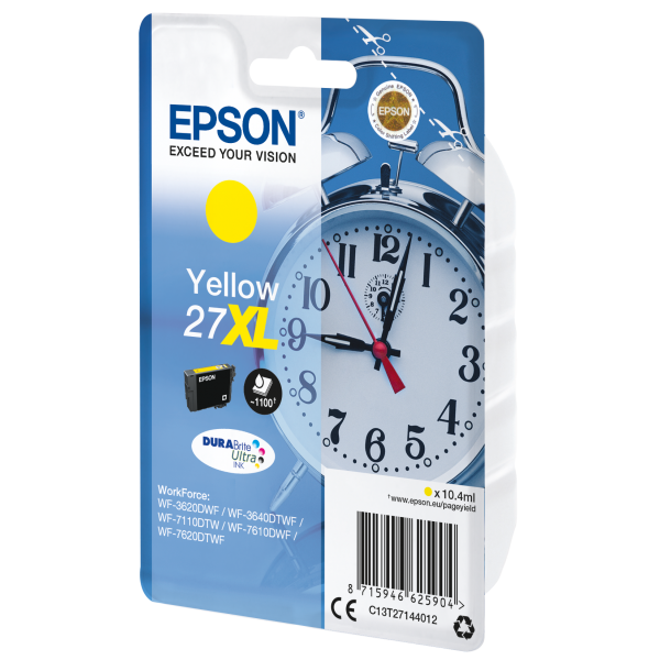 Epson Alarm clock Cartuccia Sveglia Giallo Inchiostri DURABrite Ultra 27XL (SGLPCKYEL DURABRITEULTRAINK27XL - INK CARTRIDGE IN RS BLISTER PACK)EpsonC13T27144012