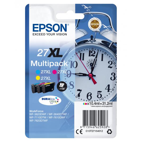 Epson Alarm clock Multipack Sveglia 3 colori Inchiostri DURABrite Ultra 27XL (Epson 27XL Multipack - 3 pakker - XL)EpsonC13T27154022