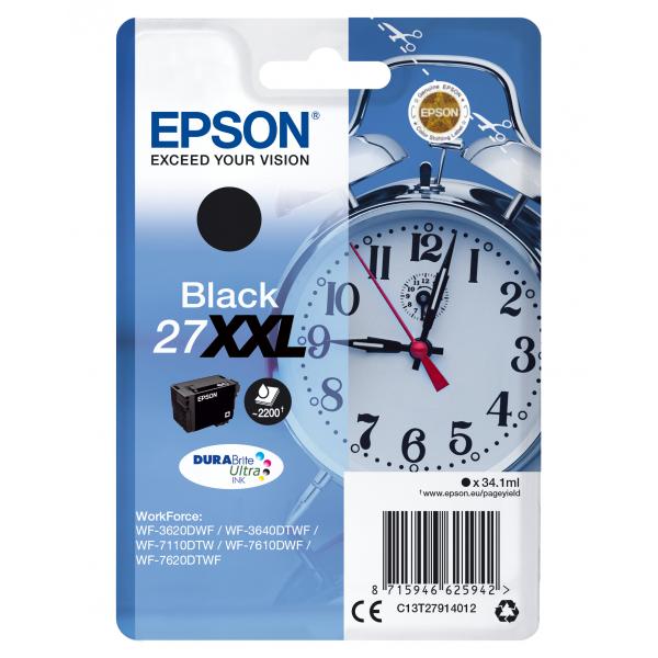 Epson Cartuccia Sveglia Nero Inchiostri DURABrite Ultra 27XXL (Epson 27XXL - XL - sort - original - b)EpsonC13T27914022