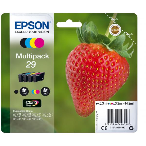 Epson Strawberry Multipack Fragole 4 colori Inchiostri Claria Home 29 (Epson 29 Black Yellow Cyan Magenta Multipack Ink Cartridge)EpsonC13T29864012