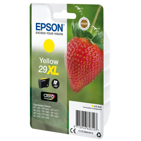 Epson Strawberry Singlepack Yellow 29XL Claria Home Ink (Epson 29XL - XL - gul - original - bl)EpsonC13T29944022