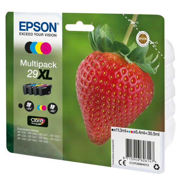 Epson Strawberry Multipack Fragole 4 colori Inchiostri Claria Home 29XL (MULTIPACK 4-COL.29XL HOME INK - MAG./BLCK/YELLOW/CYAN HIGH XL)EpsonC13T29964012