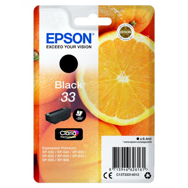 Epson Oranges Cartuccia Nero T33 Claria Premium (SGLPCK BLACK 33 PREM.INK - PREM.INK 33 BLACK STANDARD)EpsonC13T33314012
