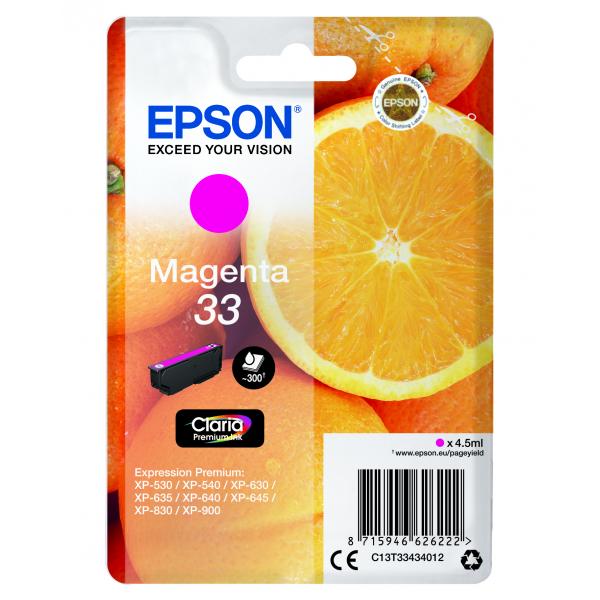 Epson Alarm clock Cartuccia Sveglia Magenta Inchiostri DURABrite Ultra 27 (EPSON 33 MAGENTA INK ORANGES 1x 4.5ml STANDARD)EpsonC13T33434012