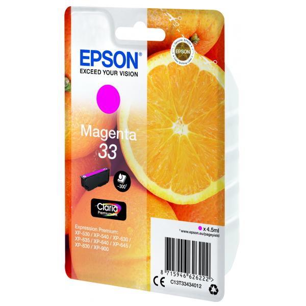 Epson Alarm clock Cartuccia Sveglia Magenta Inchiostri DURABrite Ultra 27 (EPSON 33 MAGENTA INK ORANGES 1x 4.5ml STANDARD)EpsonC13T33434012