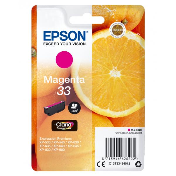 Epson Alarm clock Cartuccia Sveglia Magenta Inchiostri DURABrite Ultra 27 (EPSON 33 MAGENTA INK ORANGES 1x 4.5ml STANDARD)EpsonC13T33434012