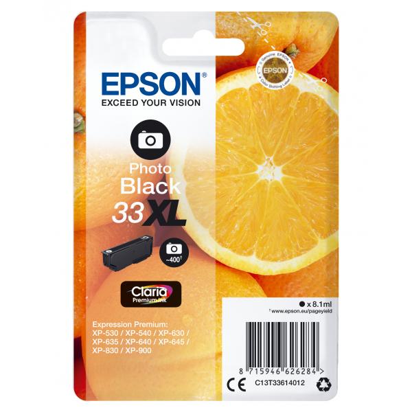 Epson Oranges Cartuccia Nero foto T33XL Claria Premium (EPSON 33XL PHOTO BLACK INK ORANGES 1 x 8.9 ml)EpsonC13T33614012