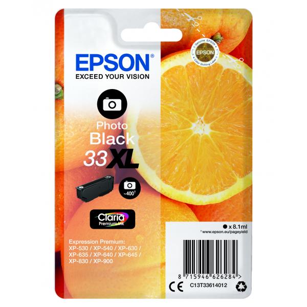 Epson Oranges Cartuccia Nero foto T33XL Claria Premium (33XL Ink Photo Black Claria - Premium Singlepack - Warranty: 12M)EpsonC13T33614022