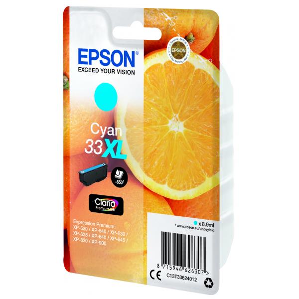 Epson Oranges Cartuccia Ciano T33XL Claria Premium (Epson 33XL - XL - cyan - original - bl)EpsonC13T33624012