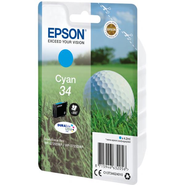 Epson Golf ball Inchiostro ciano singolo DURABrite Ultra Pallina da golf 34 (EPSON 34 CYAN INK CARTRIDGE GOLF BALL, 4.2ML)EpsonC13T34624010