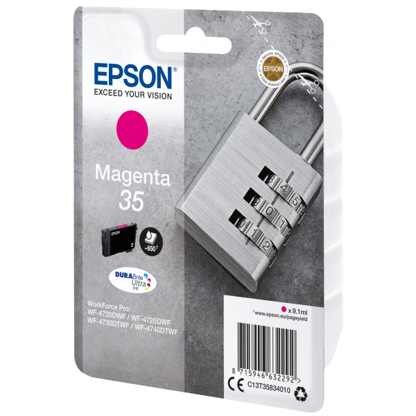 Epson Padlock Singlepack Magenta 35 DURABrite Ultra Ink (EPSON 35 MAGENTA INK CARTRIDGE PADLOCK 9.1ML)EpsonC13T35834010
