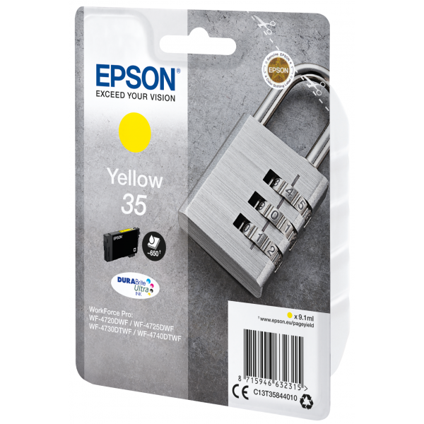 Epson Padlock Inchiostro giallo singolo DURABrite Ultra Lucchetto 35 (EPSON 35 YELLOW INK CARTRIDGE PADLOCK 9.1ML)EpsonC13T35844010