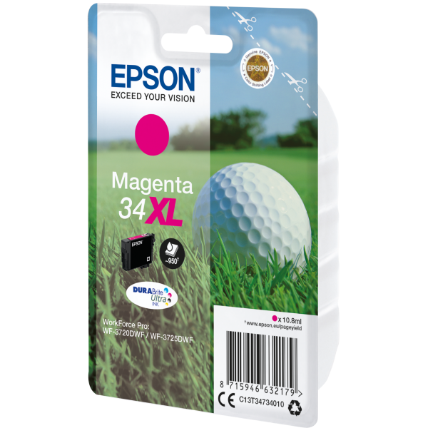 Epson Golf ball Singlepack Magenta 34XL DURABrite Ultra Ink (SINGLEPACK MAGENTA 34XL - DURABRITE GOLF BALL)EpsonC13T34734010