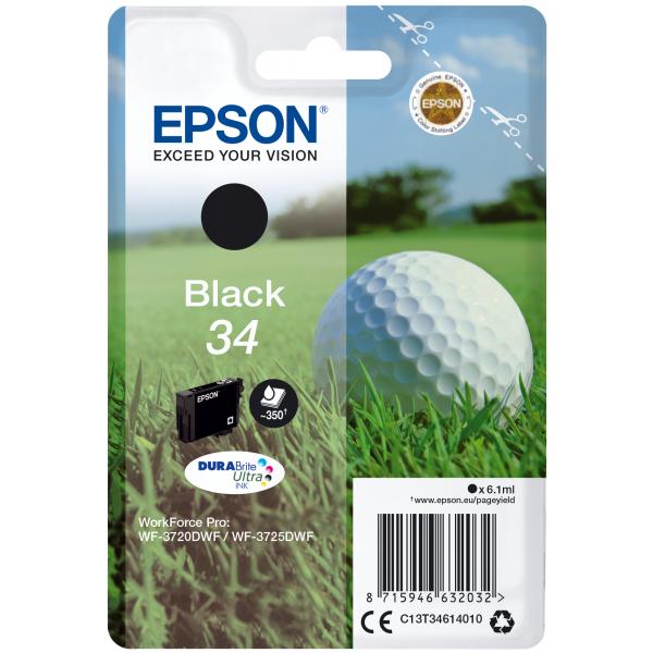 Epson Golf ball Inchiostro nero singolo DURABrite Ultra Pallina da golf 34 (EPSON 34 BLACK INK CARTRIDGE GOLF BALL, 6.1ML)EpsonC13T34614010