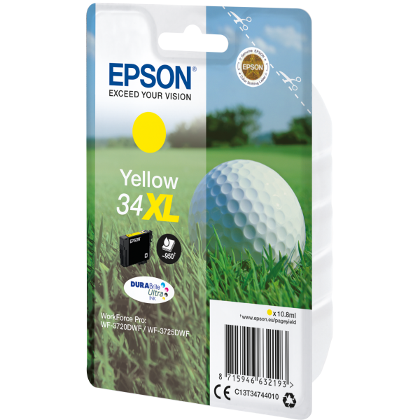 Epson Golf ball Singlepack Yellow 34XL DURABrite Ultra Ink (SINGLEPACK YELLOW 34XL - DURABRITE GOLF BALL)EpsonC13T34744010