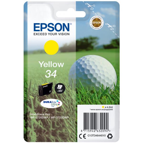 Epson Golf ball Singlepack Yellow 34 DURABrite Ultra Ink (EPSON 34 YELLOW INK CARTRIDGE GOLF BALL, 4.2ML)EpsonC13T34644010