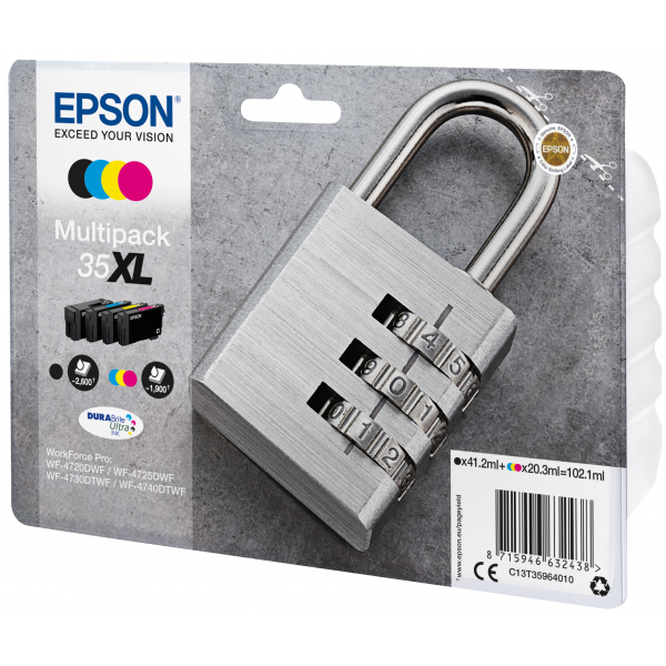 Epson Padlock Multipack 4-colours 35XL DURABrite Ultra Ink (EPSON 35XL MULTIPACK PADLOCK)EpsonC13T35964010