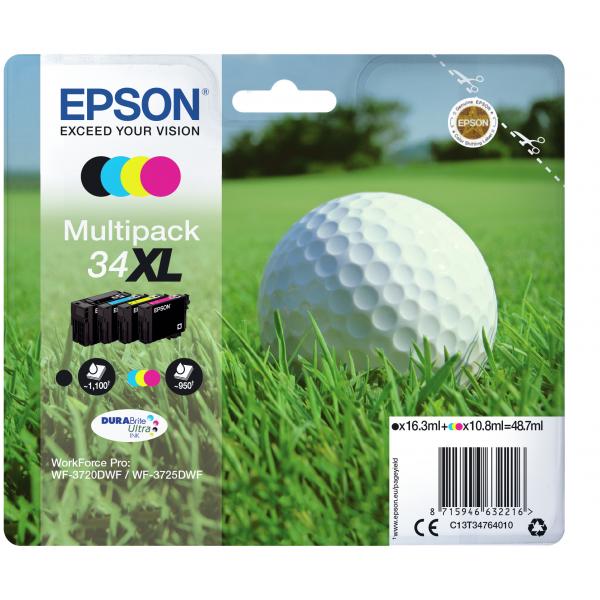 Epson Golf ball Multipack 4 colori DURABrite Ultra Pallina da golf 34XL (MULTIPACK 4-COLOURS 34XL - DURABRITE GOLF BALL)EpsonC13T34764010