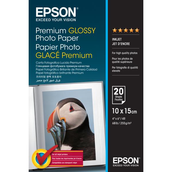 Epson Premium Glossy Photo Paper - 10x15cm - 20 Fogli (Epson Premium - fotopapir - skinnende)EpsonC13S041706