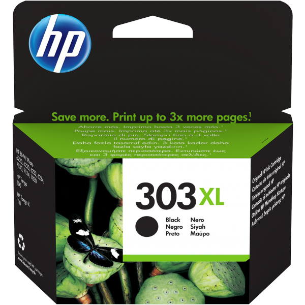 HP Cartuccia di inchiostro nero originale ad alta capacità 303XL (HP 303XL HIGH YIELD BLACK INK CARTRIDGE)HpT6N04AE