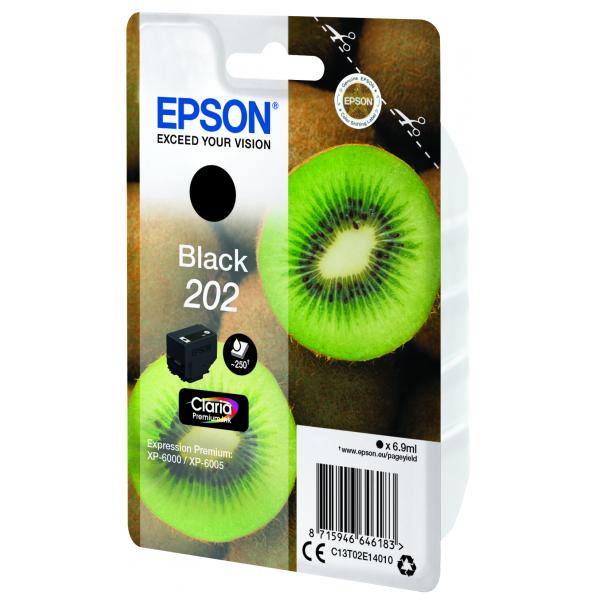 Epson Kiwi 202 cartuccia inchiostro originale nero 1pz (SINGLEPACK BLACK 202 - KIWI CLARA PREMIUM INK)EpsonC13T02E14010