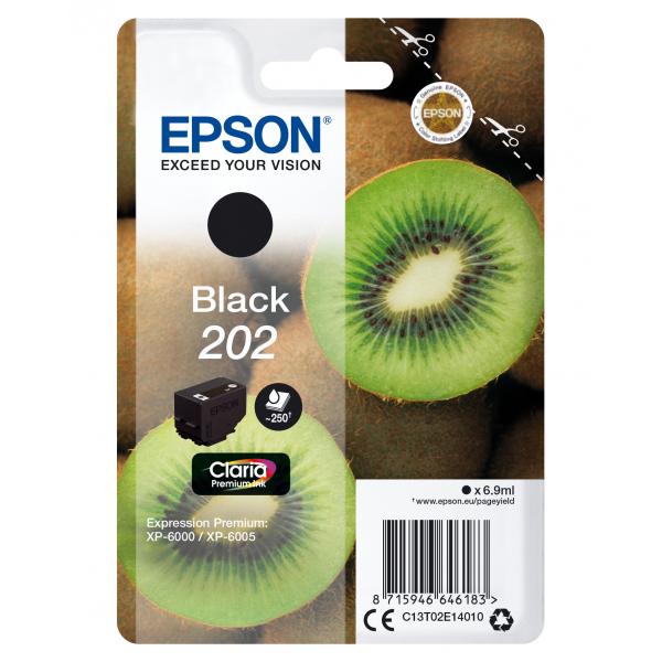 Epson Kiwi 202 cartuccia inchiostro originale nero 1pz (SINGLEPACK BLACK 202 - KIWI CLARA PREMIUM INK)EpsonC13T02E14010