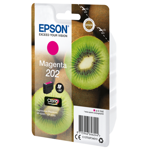 Epson Kiwi Singlepack Magenta 202 Claria Premium Ink (EPSON 202 MAGENTA CLARIA INK CARTRIDGE 300 PAGES)EpsonC13T02F34010