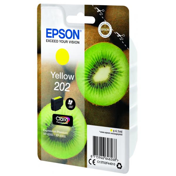 Epson Kiwi Singlepack Yellow 202 Claria Premium Ink (SINGLEPACK YELLOW 202 - KIWI CLARA PREMIUM INK)EpsonC13T02F44010
