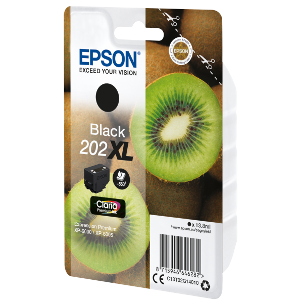 Epson Kiwi Singlepack Black 202XL Claria Premium Ink (EPSON 202XL CLARIA BLACK INK CARTRIDGE 550 PAGES)EpsonC13T02G14010