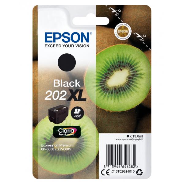 Epson Kiwi Singlepack Black 202XL Claria Premium Ink (EPSON 202XL CLARIA BLACK INK CARTRIDGE 550 PAGES)EpsonC13T02G14010