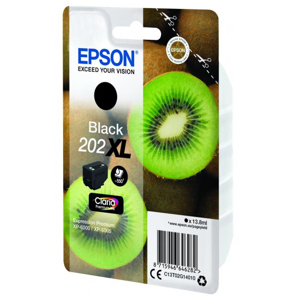 Epson Kiwi Singlepack Black 202XL Claria Premium Ink (EPSON 202XL CLARIA BLACK INK CARTRIDGE 550 PAGES)EpsonC13T02G14010